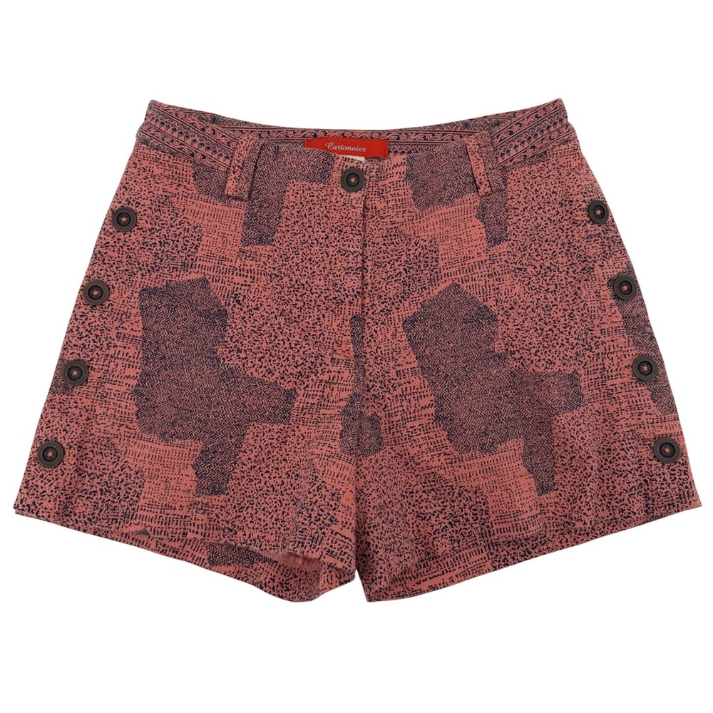 Cartonnier Anthropologie Shorts Womens 2 Coral Navy Abstract Print High Rise